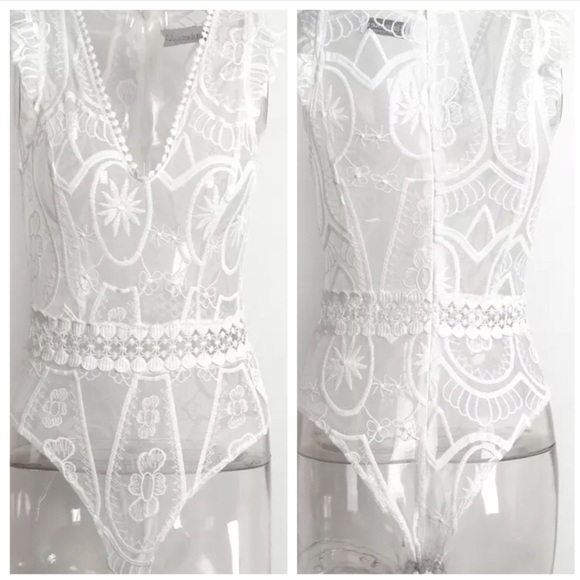 SERENA-Sheer Lace Bodysuit - Picture 3 of 4
